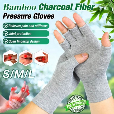 Bamboo charcoal fiber pressure gloves