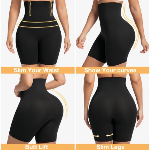 High-waisted stretch hip-lifting and tummy-slimming pants