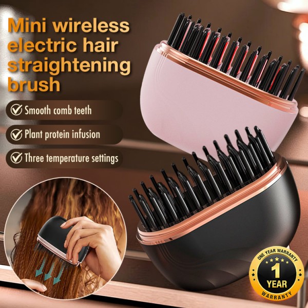 Mini wireless electric hair straightening brush
