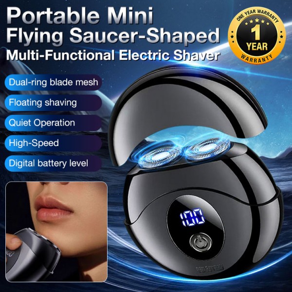 Portable mini flying saucer-shaped multi-functional electric shaver
