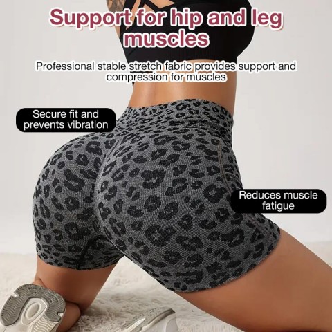 high waist leopard print yoga shorts