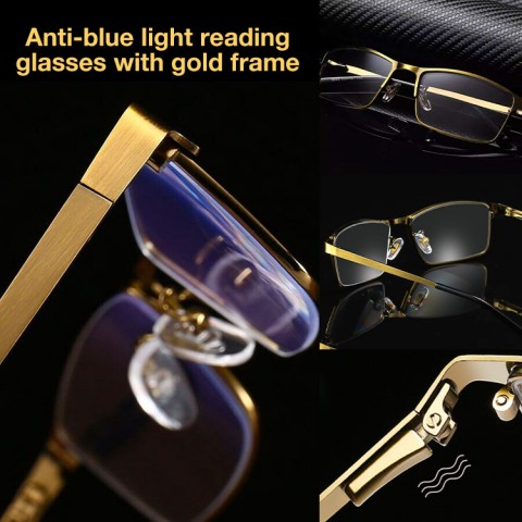 Bronze gold frame anti-blue light reading glasses