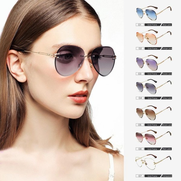 2021 fashion rimless gradient sunglasses..