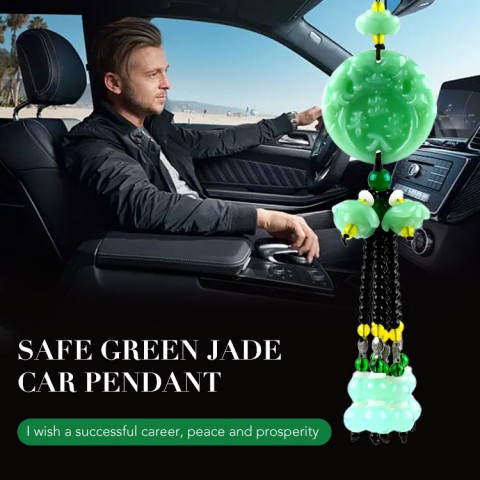 Green Jade Car Pendant Decoration House Door Window Charm Hanging Pendant