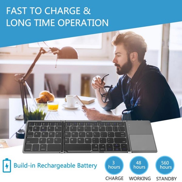 Universal Foldable bluetooth keyboard wi..