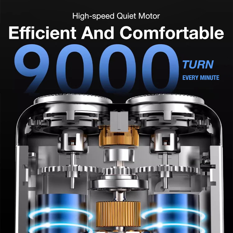 Easter promo-Portable Steel Cannon Rotary Dual Ring Electric Shaver-Remove hard stubble in 1 minute