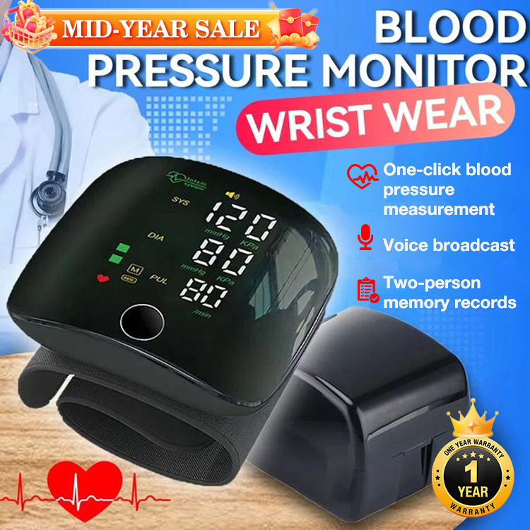 Mid-Year Promo 45% OFF- One Year Warranty - Rechargeable Wrist Blood Pressure Monitor - One click blood pressure measurement/Voice broadcast/Two-person memory records