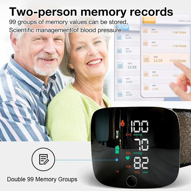 Mid-Year Promo 45% OFF- One Year Warranty - Rechargeable Wrist Blood Pressure Monitor - One click blood pressure measurement/Voice broadcast/Two-person memory records