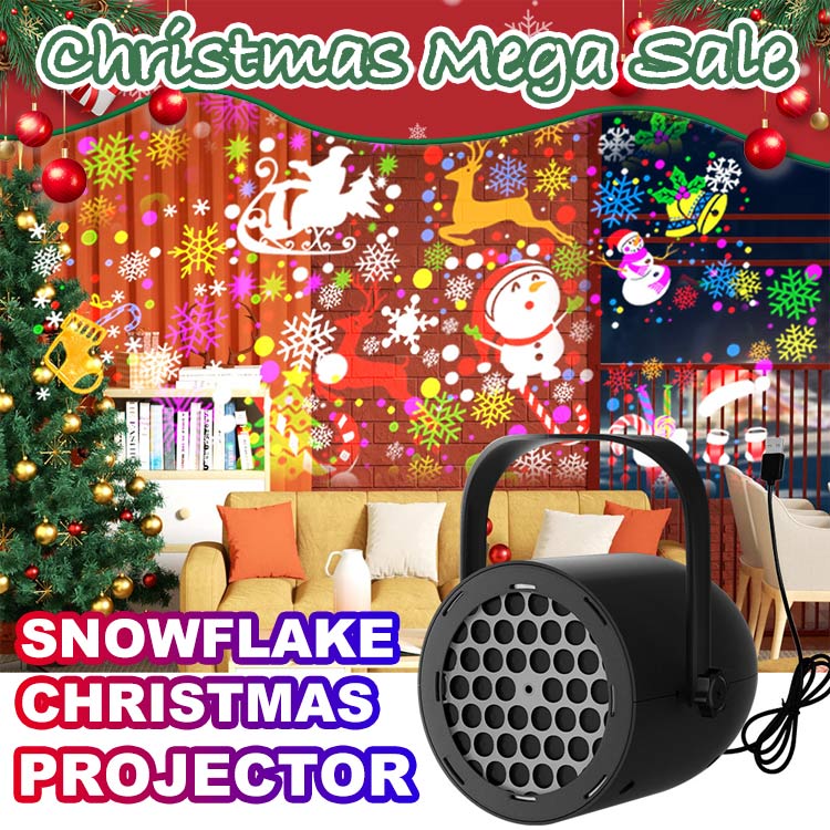 Christmas Mega Sale One Year Warranty - Snowflake Christmas Projector - Easy to set up/Bright and clear projections - Great for adding holiday feeling to any space!