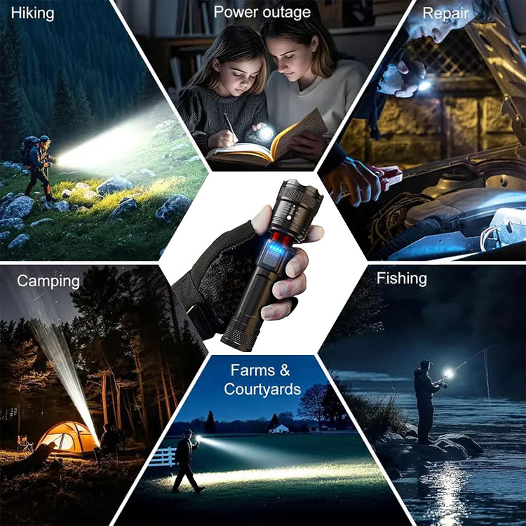 New year promotion Save 200P - One Year Warranty - Super Powerful Zoomable Flashlight - Battery display/Ultra-light LED/Type-c charging - Up to 4900m illumination range
