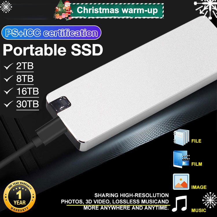 Christmas warm-up-One-year warranty-New Upgraded Portable SSD - Plug and Play,Up to 30TB,Lighting speed	