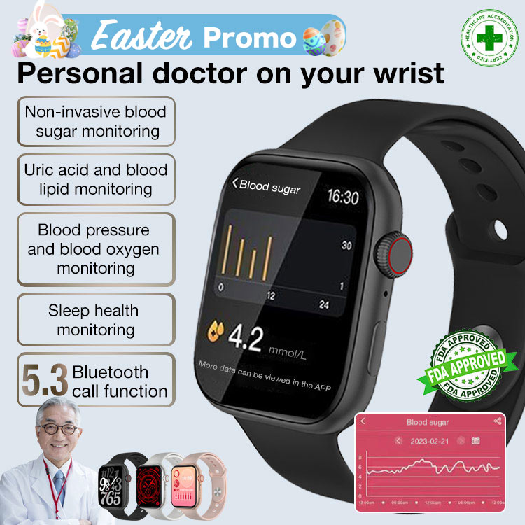 Easter promo-One-year warranty-Smart Painless Blood Glucose Measurement Watch-Stay healthy-measure blood sugar levels, heart rate, sleep quality and other general health