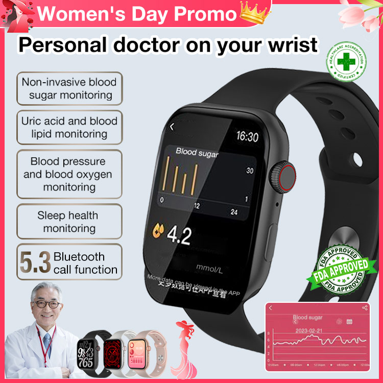 Womens Day Promo 45% OFF One Year Warranty-Smart Painless Blood Glucose Measurement Watch-Stay healthy-measure blood sugar levels, heart rate, sleep quality and other general health